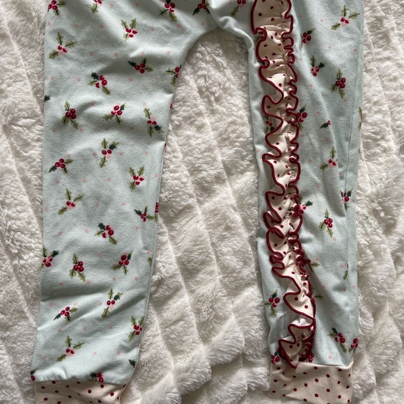 Sweet Honey Dreamer PJs - Ruffled Blue Holly Christmas Pajamas - Picture 3 of 6